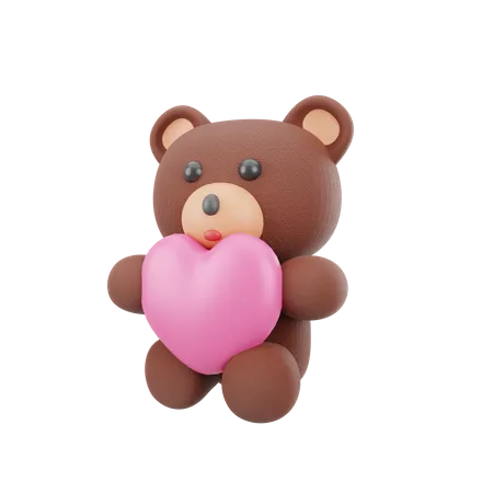 Teddybear Holding Heart  3D Icon