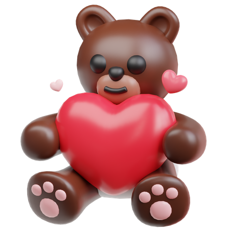 Teddybear Holding Heart  3D Icon