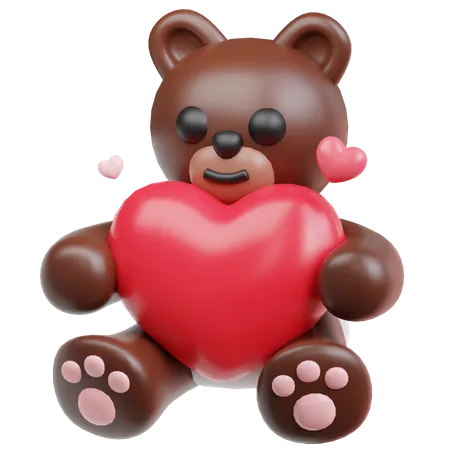 Teddybear Holding Heart  3D Icon