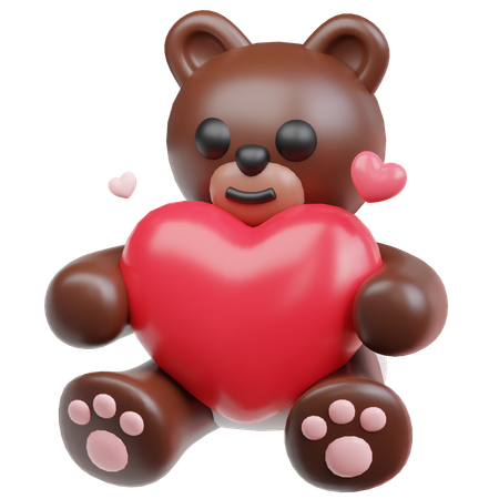 Teddybear Holding Heart  3D Icon