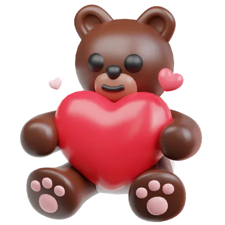 Teddybear Holding Heart  3D Icon