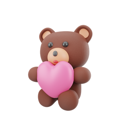 Teddybear Holding Heart 3D Icon
