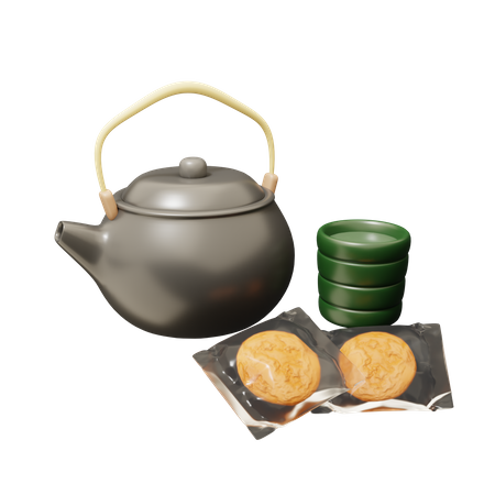 Tee mit Senbei  3D Icon