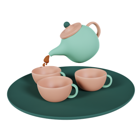 Teekanne und Tasse  3D Icon