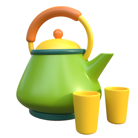 Teekessel und Tasse  3D Icon