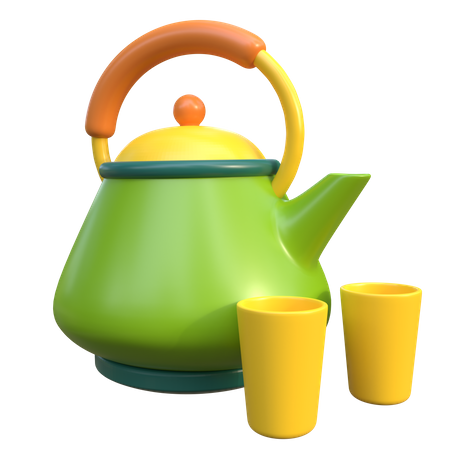 Teekessel und Tasse  3D Icon