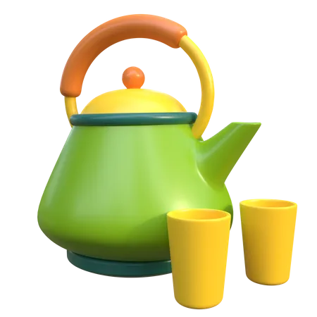 Teekessel und Tasse  3D Icon