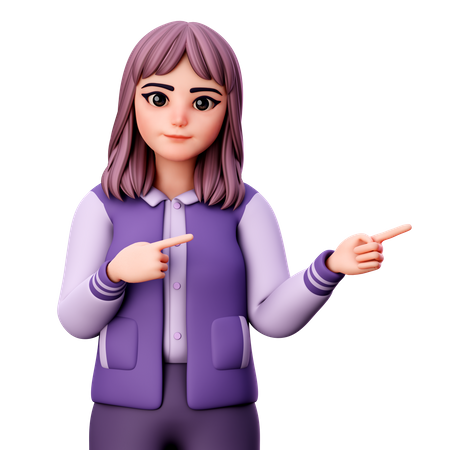 Teenage Girl Presenting Right Side  3D Icon