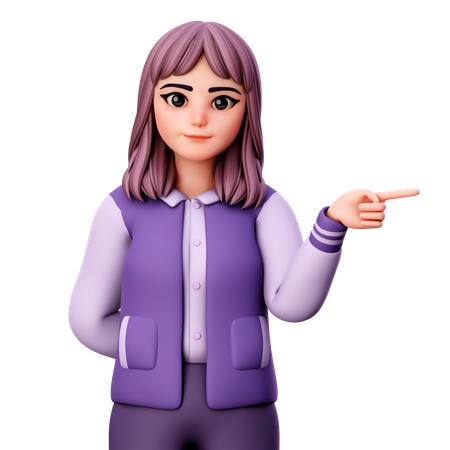 Teenage Girl Presenting Right Side  3D Icon
