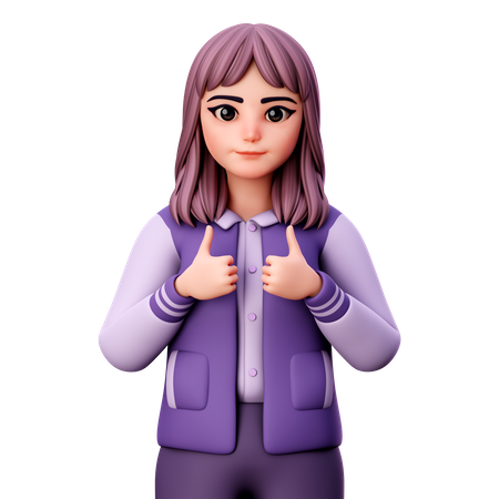 Teenage Girl Showing Thumb Up  3D Icon