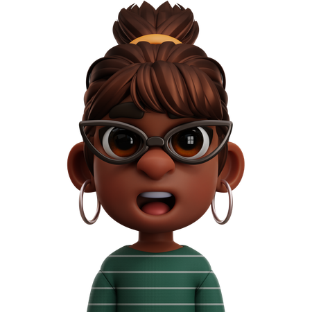 TEENAGE GIRL WITH GLASSES  3D Icon