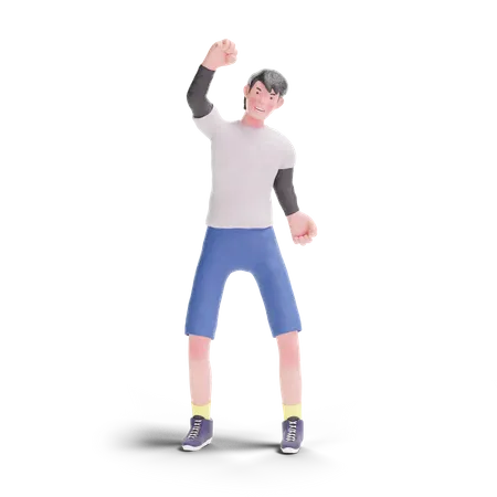 Teenager excited  3D Illustration