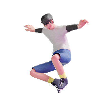 Teenager Jumping  3D Illustration