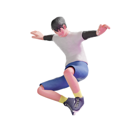Teenager Jumping 3D Illustration