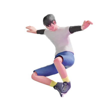 Teenager Jumping On Transparent Background 3 D Illustration 3D Illustration