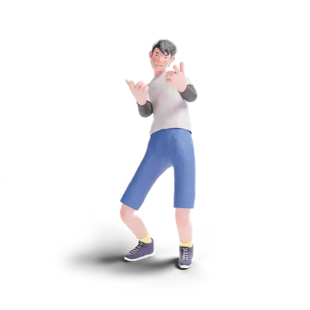 Teenager stylish pointing gesture  3D Illustration