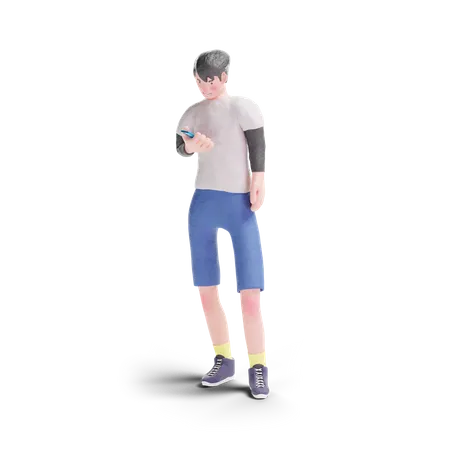 Teenager using smartphone  3D Illustration