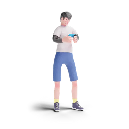 Teenager using smartphone  3D Illustration