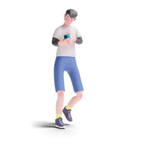 Teenager using smartphone  3D Illustration