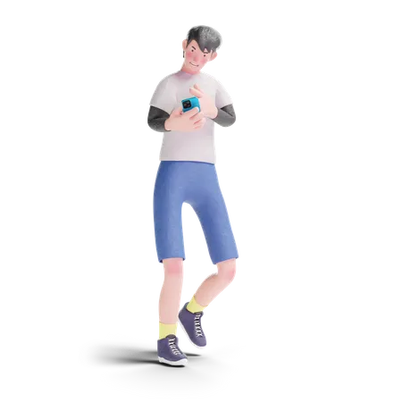 Teenager using smartphone  3D Illustration