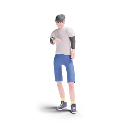 Teenager using smartphone 3D Illustration