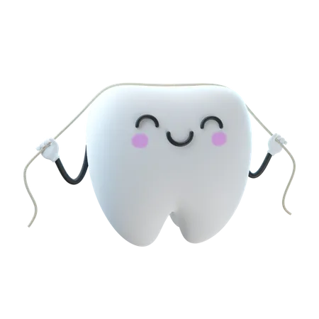 Teeth Cleaning Thread  3D Illustration