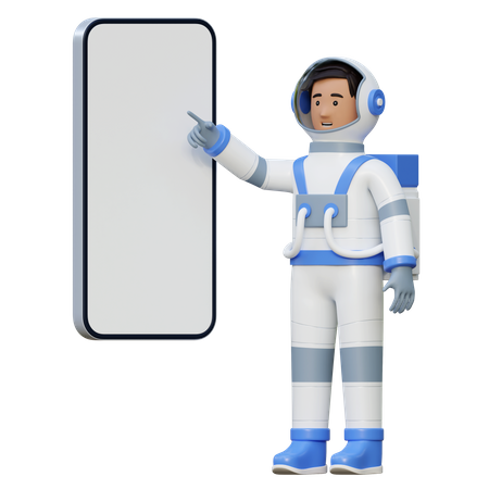 Tela do telefone apontando do astronauta  3D Illustration