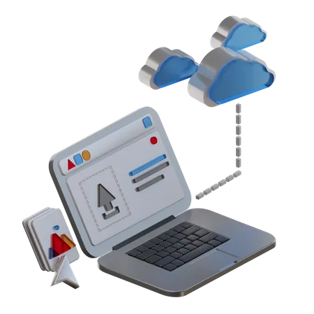 Un Ordinateur 3 D Telecharge Des Fichiers Sur Internet Ou Dans Le Cloud 3D Icon