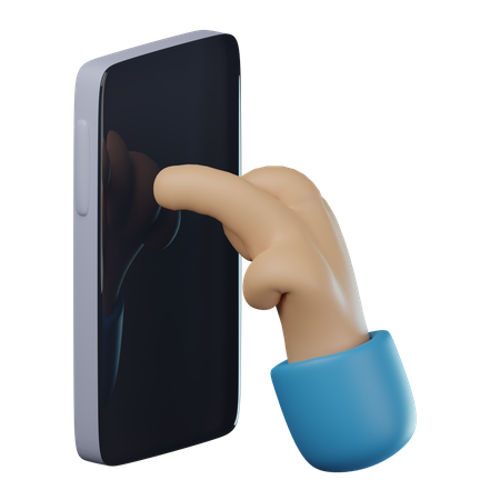 Tippen Sie auf das Telefon mit der Hand  3D Icon