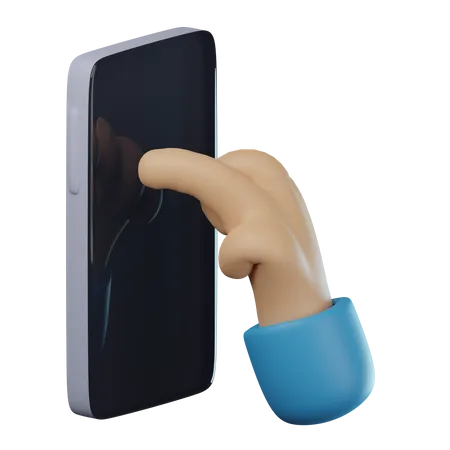 Tippen Sie auf das Telefon mit der Hand  3D Icon