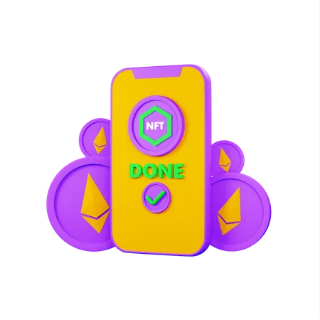 Telefone com aplicativo NFT  3D Icon