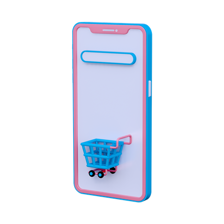 Telefone com carrinho de compras  3D Illustration