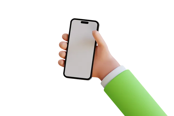 Mão segurando o telefone  3D Illustration