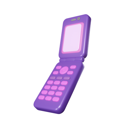 Telefone flip roxo  3D Icon