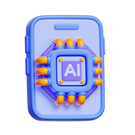 Teléfono inteligente con chip de IA  3D Icon