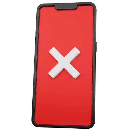 Smartphone Negro De Renderizado 3 D Con Icono De Marca Cruzada Aislado 3D Icon