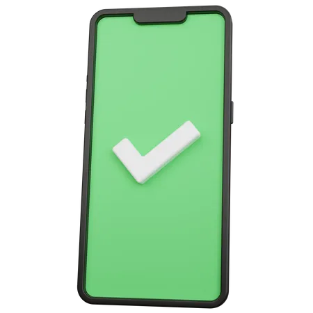 Teléfono inteligente con marca de verificación  3D Icon