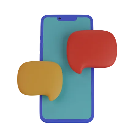 Teléfono móvil con burbujas de discurso  3D Icon