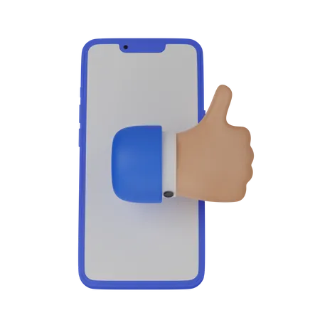 Teléfono móvil con me gusta  3D Icon