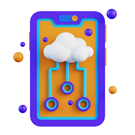 Teléfono móvil en la nube  3D Icon