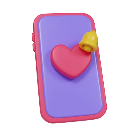 Teléfono y corazón con notificación de mensajes.  3D Icon