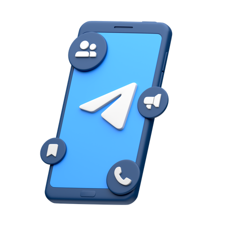 Telegram On Smartphone  3D Icon