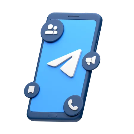 Telegram On Smartphone  3D Icon