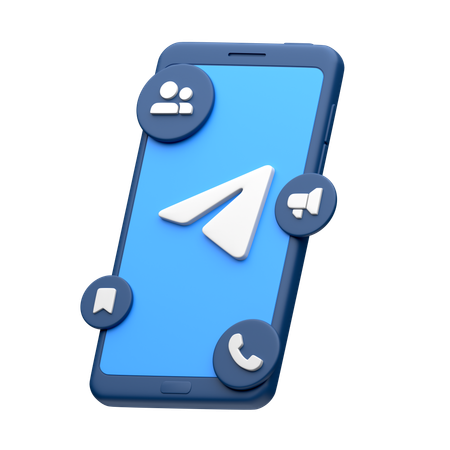 Telegram en el teléfono inteligente  3D Icon