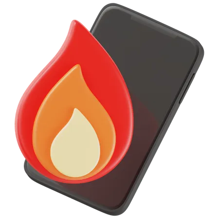 Téléphone en feu  3D Icon