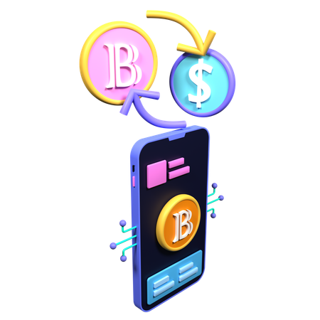 Commerce de crypto-monnaie par téléphone  3D Icon