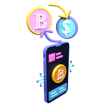 Commerce de crypto-monnaie par téléphone  3D Icon