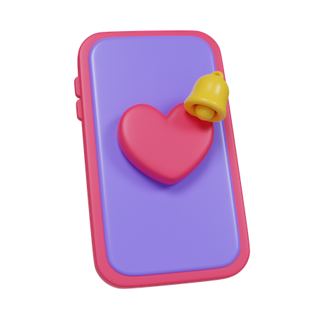 Téléphone et coeur avec notification de message  3D Icon