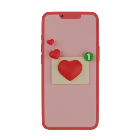 Téléphone portable avec un message d'amour  3D Icon