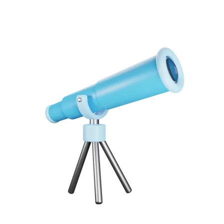 Telescope With Blue Color 3D Icon